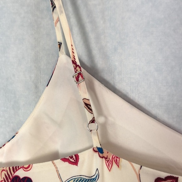 LOFT Outlet Womens Cream  Pink Floral Sleeveless Fit Flare Dress Size 12 - Picture 7 of 12